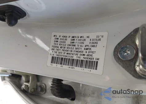 2016 Honda Accord Touring из США, поврежденный, VIN 1HGCR3F93GA030268